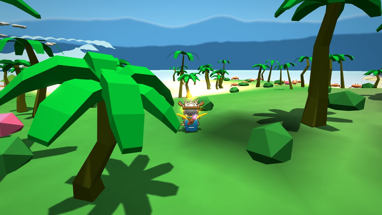 Palm trees and a sunny beach on the Sunken Isle